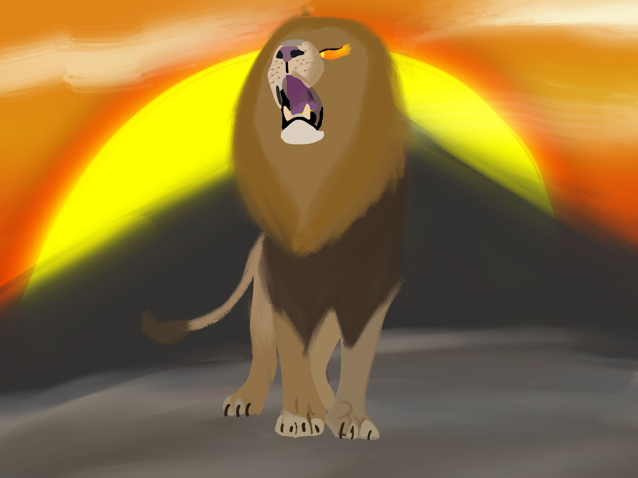 A digital painting of lion.
