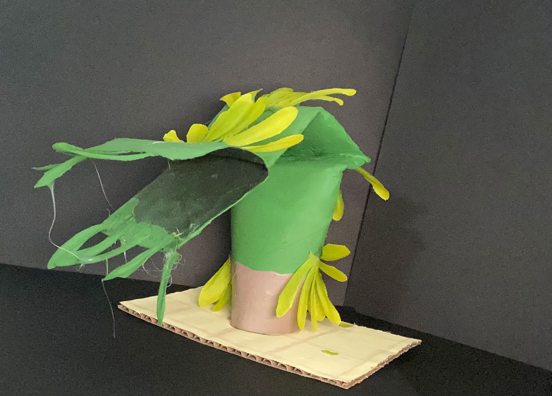 A child's sculpture of a venus flytrap.