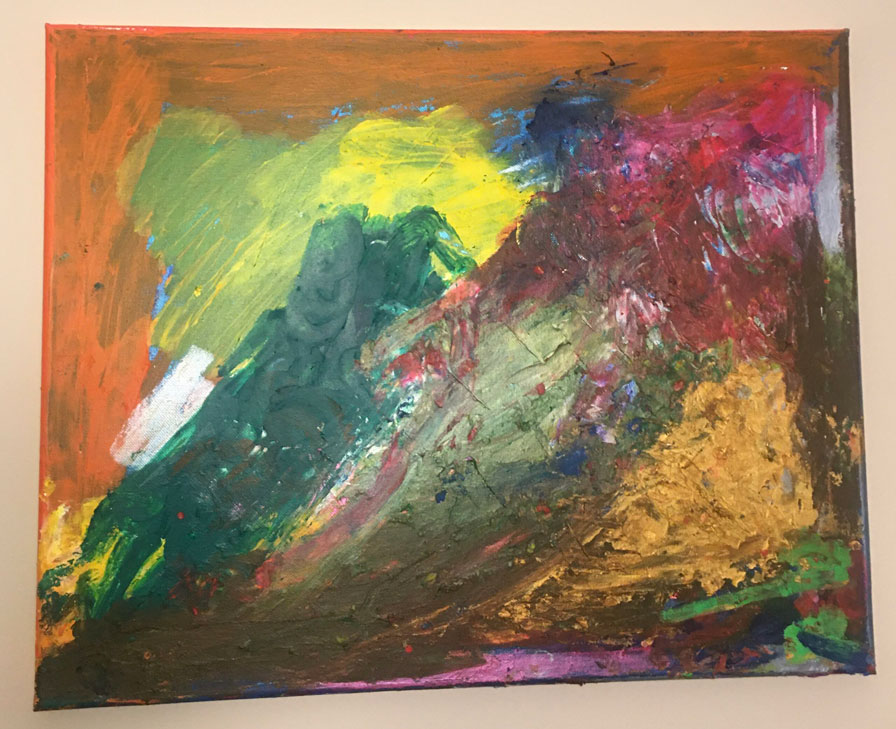 A painting of mixed colors depicting internal emotions.