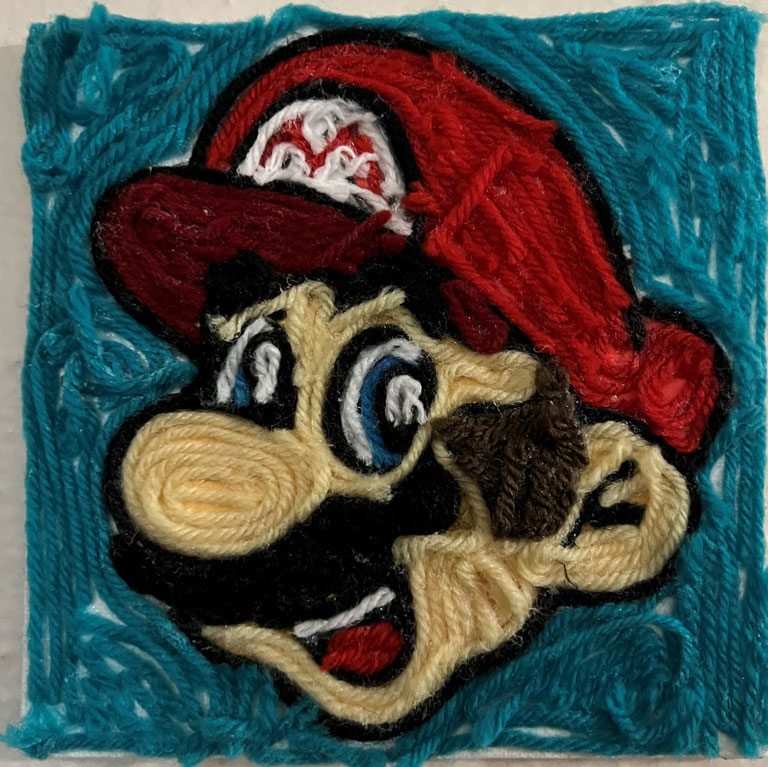 String art of Mario, from Super Mario Bros.