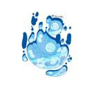 A digital artwork of falling blue puddles of tears.