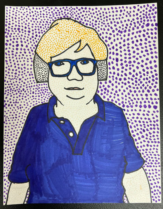 A self portrait inspired by the Pointillism art style.